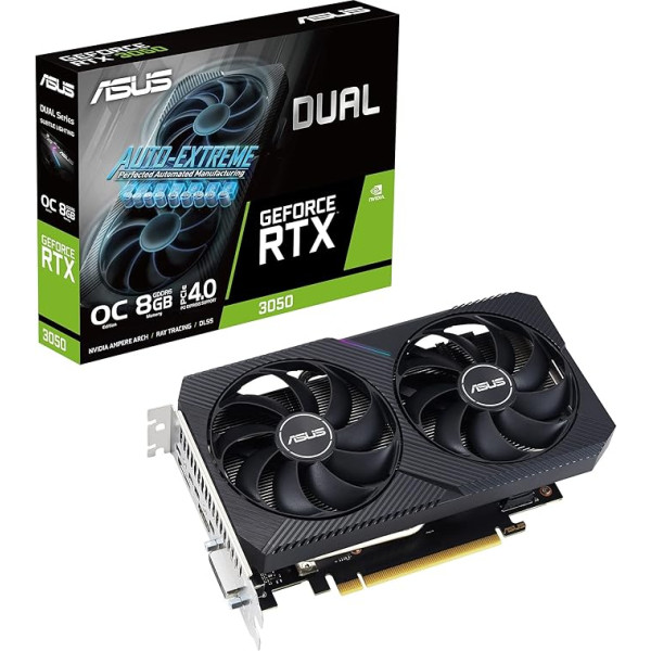 ASUS Dual GeForce RTX 3050 V2 OC Edition 8GB GDDR6 Gaming Graphics Card (Nvidia RTX3050 V2, PCIe 4.0, HDMI 2.1, DisplayPort 1.4a, DUAL-RTX3050-O8G-V2)