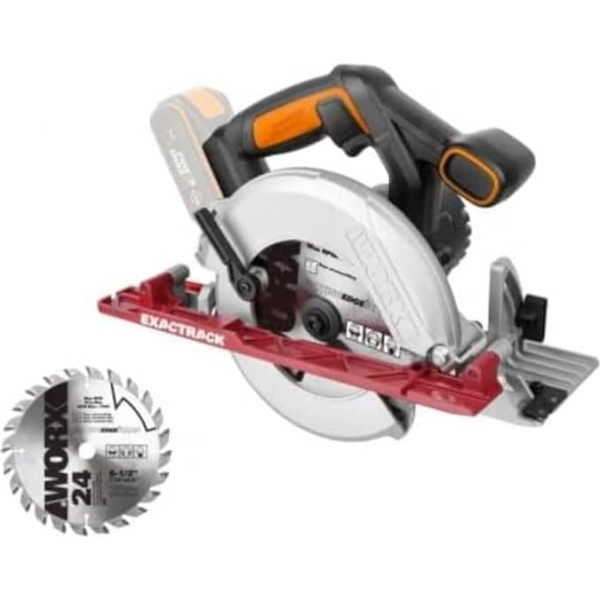 WORX WX530.9 Cordless Circular Saw 20 V - Professional Circular Saw with Suction Adapter - Also Ideal for Mitre Cuts - PowerShare Compatible - Without Battery & Charger