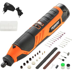 Teskoo Multifunction Rotary Tool 12V with 100 Accessories 7 Variable Speed Settings 5000-25000RPM for Grinding, Cutting, Drilling, Polishing, Cleaning, Graver