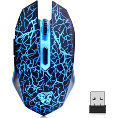 ExtraFind M2 Wireless Computer Gaming Mouse Rechargeable USB Optical LED Silent Mouse for Mac/PC/Notebook, 2400 CPI, 6 Buttons（Black）