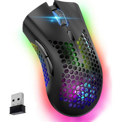 Wireless Gaming Mouse, VEGCOO C8 Silent Click Rechargeable Computer Mouse with Honeycomb Shell, 3 Adjustable DPI 400 mAh Lithium Battery, USB Receiver, Ergonomic RGB Gaming Mice for Laptop PC Mac