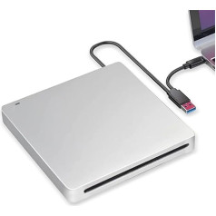 KuWFi External DVD Drive USB 3.0 Type-C Burner Player Slim Portable CD/DVD ROM Superdrive +/- RW Writer/CD Burner External for Desktop Laptop Support Windows 7/8/10/XP Mac OS