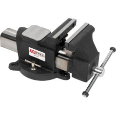 KS Tools 914.0145 – Werkbank-Schraubstock in Gebogenen, 125 mm – Tischschraubstock aus Gusseisen mit Stahlbacken – vielseitig einsetzbarer Boden – austauschbare Backen – Abstand bis 130 mm