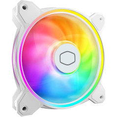 Cooler Master MasterFan MF120 Halo² White Fan, Duo Ring ARGB Gen 2 LED Rings, 120mm 2050RPM, Dynamic PWM, Enlarged Fan Blades, Hybrid Frame for PC Case, Liquid and