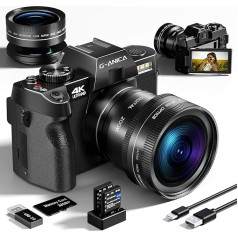 G-Anica Digital Camera, 48MP Cameras for Photography with WiFi and App Control, 4K Vlogging Camera for YouTube, Compact Camera, Perfect for Beginners and Beginners with Macro and Wide Angle Lens, 32