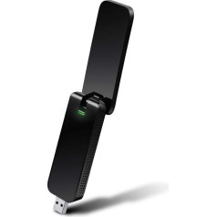TP-Link Archer T4U AC1300 Dual Band Wi-Fi Adaptor V2.0 (Up To 867 Mbps - 5GHz, USB 3.0, WPS, with USB Extension Cable) – Black