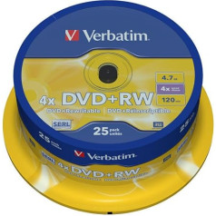 VERBATIM 43489 DVD RW Blank 4.7 GB (Pack of 25)