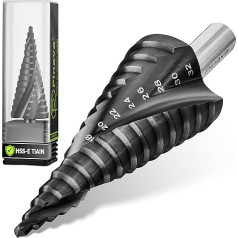 Pinava® Step Drill HSS Cobalt Pro TiAIN [Extra Durable and Heat Resistant] - Professional Taper Drill Bit for Stainless Steel, Metal, Wood, Plastic - Sheet Metal Peeling Drill Bit Extremely Sharp
