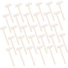 CRILSTYLEO Pack of 30 Hammer Educational Hammering Toy Mass Toy for Children Craft Material for Children Tool Mallet Made of Natural Wood Mini Hammer Wooden Beige