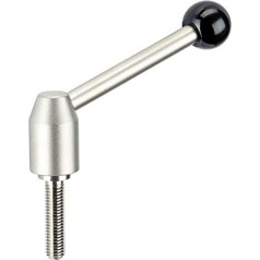 Halder 24440.0748 Adjustable Clamping Lever/with Screw, Black, d1 = 28 mm / d2 = M12 / l1 = 50 mm/Stainless Steel