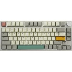 GK GAMAKAY TK75 SE 75% Mechanical Gaming Keyboard with Button, Hot-Swappable Bluetooth/2.4GHz/Wired RGB PBT Keycaps, 81 Keys, Gasket Gaming Keyboard (White-Outemu Yellow Switch)