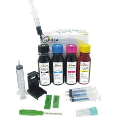 refill24 Refill Set: Refill Ink 400 ml Compatible with Printer Cartridges Canon PG-540 CL-541, PG540 CL541 XL Black and Colour + Accessories + Instructions (English language not guaranteed) Refill Set
