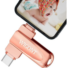 WIGONT 128 GB USB Stick for iPhone Memory Stick, USB Memory Stick for USB Stick for Storing More Photos and Videos, USB Stick for iPhone/Android Phone/PC. With Separate USB Adapter