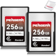 Pergear Standard Series 256GB CFexpress Type A Memory Card, Up to 780MB/s Read Speed and 780MB/s Write Speed for 4K 120P, 8K 30P Recording (Pack of 2) for Alpha & FX Cameras