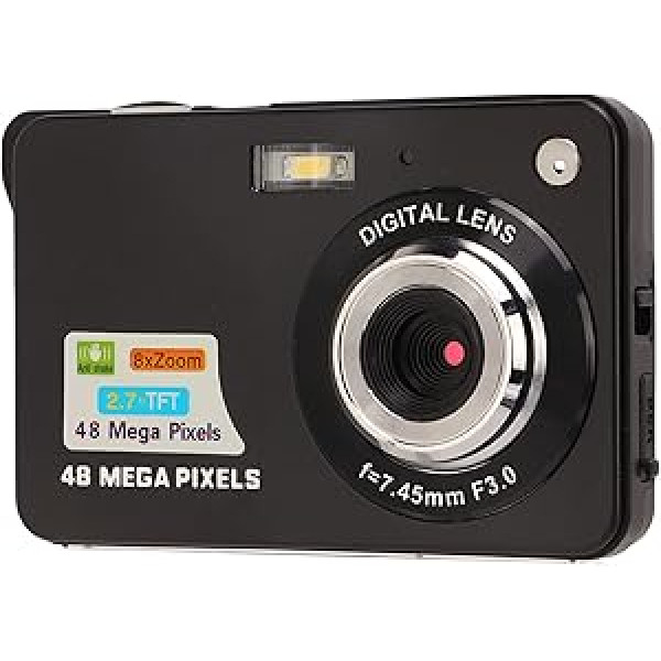 Digital Camera, 4K 48MP 8x Zoom, Lightweight, Portable Vlogging Camera, Compact Pocket Camera, with 2.7 Inch LCD, Built-in Fill Light, Rechargeable Small Camera for Teenagers, Students, Young