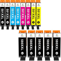 LeciRoba 580XXL 581 XXL Printer Cartridges for Canon Printer Cartridges 580 581 Multipack and Canon PGI-580 XXL CLI-581 XXL for Canon TR7500 TR8500 TS6100 TS6200 TS6300 TS700 TS8200 TS8350 TS8350 9150