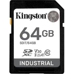 Kingston Industrial SDXC Memory Card 64GB Class 10, UHS-I, U3, V30, A1 pSCL