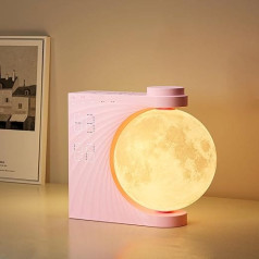 INSSISAIN Moon Lamp with Alarm Clock, 10 Calming Tones with Colorful Light Mode, Alarm Light for Table, Bedroom, Living Room