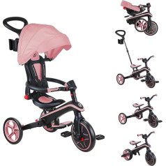 Globber - Explorer 4-in-1 Tricycle - Foldable and Scalable Tricycle for Toddlers from 10 Months to 5 Years - Pastel Pink