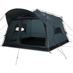 qeedo Quick Villa Family Tent (for 4 or 5 People) with Quick-Up Quick Assembly System - Waterproof Camping Tent, Extra Large, Tall & Spacious, with Canopy, Entrance & Window with Mesh Mosquito Net