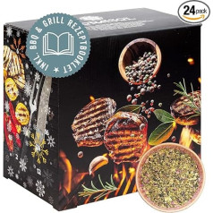 Corasol Premium BBQ & Grill Spices Advent Calendar with 24 Spice Mixes and Recipe Booklet, the Spice Gourmet Gift Idea (284 g)
