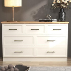 Galano Cleverton 3+4 Drawer Chest of Drawers - Chest of Drawers with Storage for Bedroom - Closet Organiser and Storage Cabinet for Hallway, Entryway (Ivory/Oak)