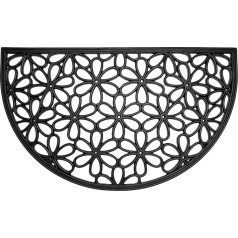 andiamo Nabucco Doormat, Easy-Care, Non-Slip Rubber, 60 x 90 cm, Semicircular, Black