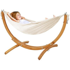 FUNLIO Wooden Hammock Frame for Children from 3-5 Years (Height < 120 cm), Premium Solid Wood Hammock with Frame, Wider & Longer Children's Hammock with Sturdy Structure, 100 kg Capacity