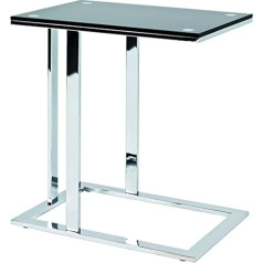 HAKU Furniture End Table, Metal, Chrome/Black, 37 x 54 x 58 cm