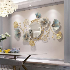 GERHWASH Wall Mirror Large Ginkgo Leaf Decorative Mirror 118 x 68 cm Creative Metal Mirror Wall for Living Room Bedroom Wall Mount Decorative