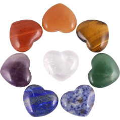 Nupuyai 8 Piece Crystal Heart and Love Worry Stone Reiki Healing Energy Carved Stone Collection for Home and Office