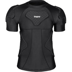 DGYAO Mens Padded Compression T Shirt Rugby Safety Chest Protector Football Paintball Baseball