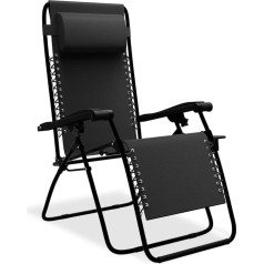 LifeGoods Folding Deck Chair - Sun Lounger - Garden Lounger Weatherproof - Loungers - Deck Chair Garden - Lounger - Recliner Chair - Recliner - For Outdoor - Garden Lounger - Sun Chair - Black - Pack