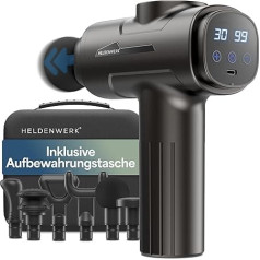 Massage Gun with 6 Massage Heads and 30 Speeds with USB-C Connection and LCD Touchscreen I Muscle Massager Massage Gun Muscle Massage Gun Muscle Gun (Black)