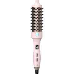 K&K 45 mm Thermal Brush Keratin Thermal Brush Protect Heated Barrel Hot Hair Brush Ionic Straight Shine Volume Comb LED Display Hair Straightener Curler Styling Tool, Dual Tension (Pink, 45 mm)
