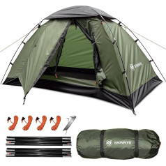 Inflatable Tent Air Tent Camping Tent 4 People with Pump Large Outdoor Oxford Tent Cabin Tent with Double Layer Mesh Windows and Convective Double Doors