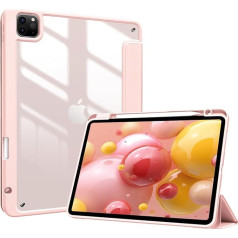 ProCase Case for iPad Pro 11 Inch with Pencil Holder 2022/2021/2020/2018 (4/3/2/1 Generation), Shockproof Smart Case Cover with Transparent Back Shell Protective Case for iPad Pro 11 Inch - Pink