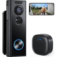 XTU Wireless Video Doorbell Camera with Chime, 1080P HD Smart Video Doorbell Camera with Angle Mount, Battery Operated, PIR Motion Detection, Night Vision, 2 Way Audio, Works