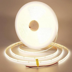 TOPAI 48 V COB LED Strip, 20 m, Natural White, Very Bright 15000 Lm, 160 W/Roll, Self-Adhesive Flexible 4000 K LED Strip, CRI>93, 8 mm Width, Cuttable LED Strip for Bedroom, Living Room