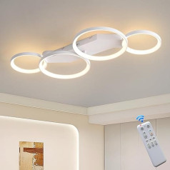 SEATAIN LED Ceiling Light, Bedroom Lamp, Modern White Geometric Ceiling Lamp, 30 W, 40 cm, 3000 lm, 3000-6000 K, with Remote Control, Continuously Dimmable, 3 W Night Light, Memory Function