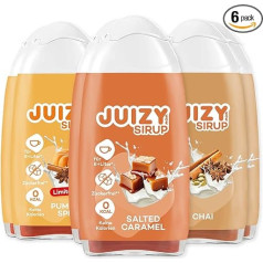 JUIZY WOW Hot Drinks Mix | Salted Caramel - Chai - Pumpkin Spice | Sugar-Free Flavour Drops | 6 x 65 ml Drink Concentrate Winter Edition | Natural Drink Syrup | Zero Calories Vegan