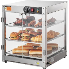 VEVOR 3 Stage Commercial Food Warmer, 800W Food Warmer with Light to Enhance Food Presentation, 30°C to 85°C Temperature Control, 90L for Hamburger, Pizza, Bread, Roast Chicken