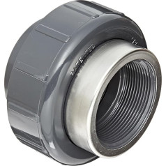 8059-SR Series PVC Pipe Fitting, Connection with Viton O-Ring, Schedule 80, Grey, 1-1/2-Inch Female x Reinforced NPT Female Thread Made of Stainless Steel, Reliable Material (0.75 Inch)