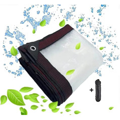 Transparent tarpaulin with eyelets, waterproof tarpaulin, transparent side panels gazebo tarpaulin for outdoor use, garden furniture tarpaulin for outdoors, tent clear tarpaulin for garden, 3 x 6 m