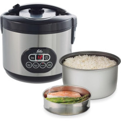 Solis Rice Cooker and Steamer, White/Brown Rice, Timer and Warming Function, 6 Cups Rice, 1.2 Litres, Includes Measuring Cup and Ladle, Duo Program (Type 817)