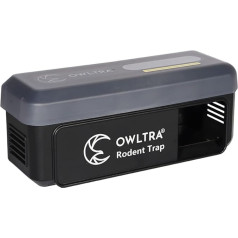 OWLTRA OW-17.8 cm Outdoor Electric Rodent Trap, Instant Kill Mouse & Rat Zapper with Waterproof Cover, Sound & Light Alarm and Batteries or USB Power Source, Waterproof IPX4, Black