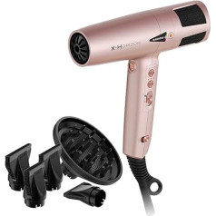 GAMMA+ X-Horizon Ionic Hair Dryer, 290 g, Ultralight Hair Dryer, Quiet, Dual Ionic Technology, Warning Light Filter Cleaning, 120,000 rpm, Made in Italy (Golden Pink, Schuko Plug)