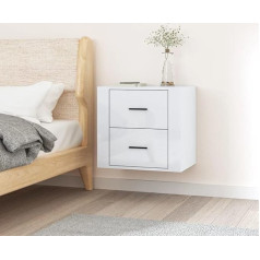 CCCINER Wand-Nachttisch Hochglanz-Weiß 50x36x47 cm,Zeitloser Wandnachttisch in Hochglanzweiß mit Stauraum und Stabiler Oberplatte Aufbewahren & Organisieren, Schließfächer
