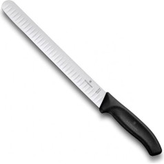 Victorinox Slicing Knife Swiss Classic with Fluted Edge 25cm in Black, Stainless Steel, 30 x 5 x 5 cm