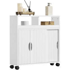 Yaheetech Bathroom Cabinet with Open Shelf and Sliding Door Bathroom Trolley Bathroom Cabinet Base Cabinet for Bathroom Kitchen 69.5 x 20 x 71.5 cm